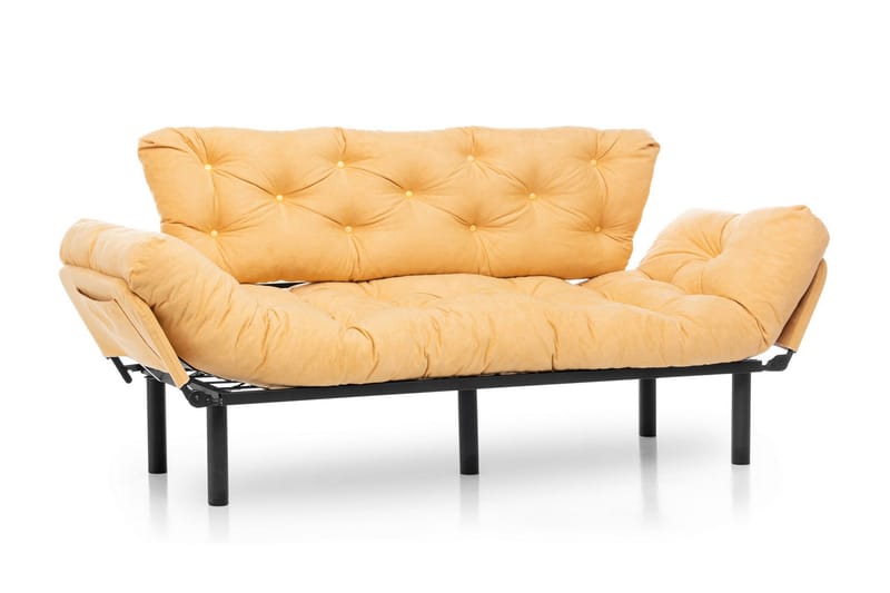 Mezonzo 3-sits Längsbäddad Bäddsoffa Fällbar 70x225 cm i Tyg - Gul - Möbler - Soffa - Bäddsoffa