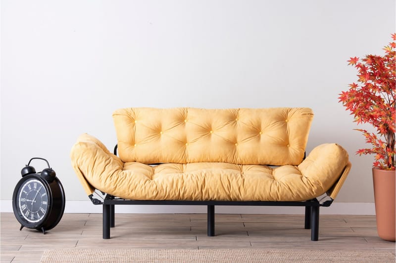 Mezonzo 3-sits Längsbäddad Bäddsoffa Fällbar 70x225 cm i Tyg - Gul - Möbler - Soffa - Bäddsoffa