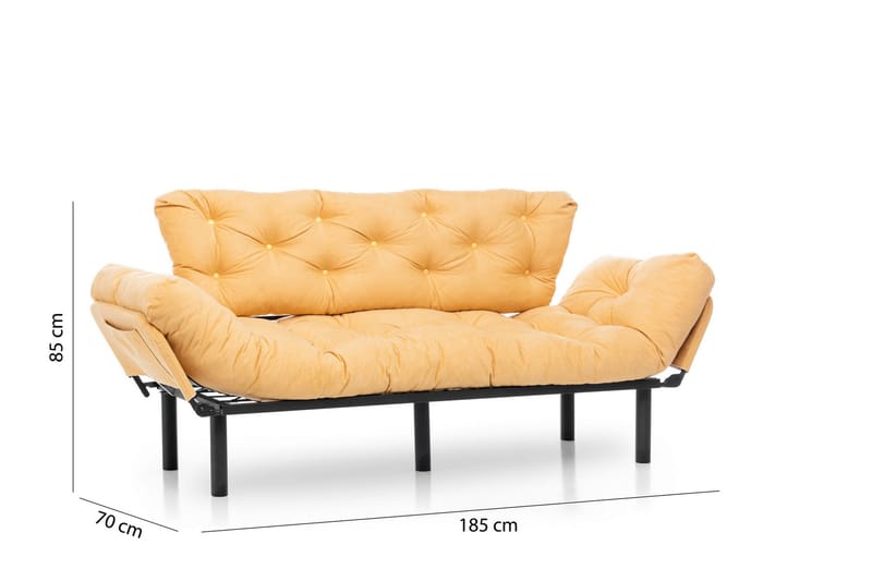 Mezonzo 3-sits Längsbäddad Bäddsoffa Fällbar 70x225 cm i Tyg - Gul - Möbler - Soffa - Bäddsoffa