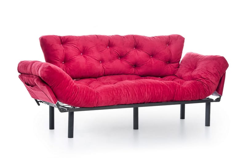 Mezonzo 3-sits Längsbäddad Bäddsoffa Fällbar 70x225 cm i Tyg - Röd - Möbler - Soffa - Bäddsoffa