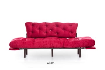 Mezonzo 3-sits Längsbäddad Bäddsoffa Fällbar 70x225 cm i Tyg - Röd - Möbler - Soffa - Bäddsoffa