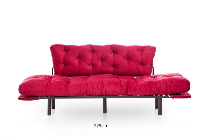 Mezonzo 3-sits Längsbäddad Bäddsoffa Fällbar 70x225 cm i Tyg - Röd - Möbler - Soffa - Bäddsoffa