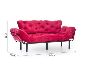 Mezonzo 3-sits Längsbäddad Bäddsoffa Fällbar 70x225 cm i Tyg - Röd - Möbler - Soffa - Bäddsoffa