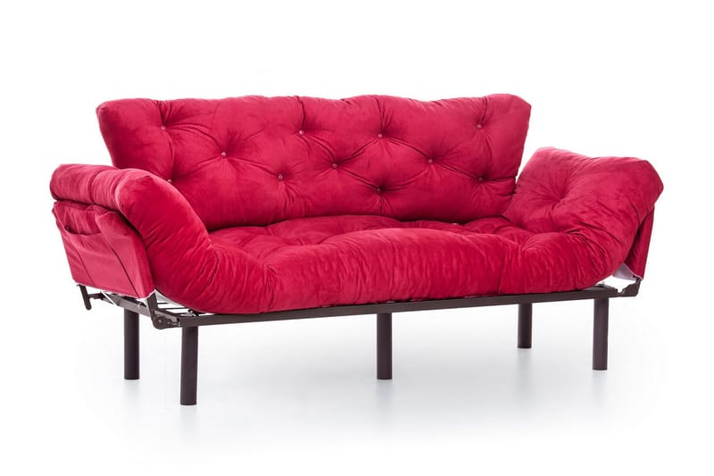 Mezonzo 3-sits Längsbäddad Bäddsoffa Fällbar 70x225 cm i Tyg - Röd - Möbler - Soffa - Bäddsoffa