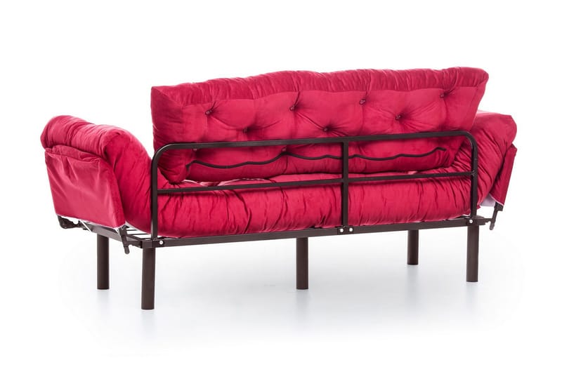 Mezonzo 3-sits Längsbäddad Bäddsoffa Fällbar 70x225 cm i Tyg - Röd - Möbler - Soffa - Bäddsoffa