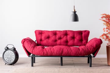 Mezonzo 3-sits Längsbäddad Bäddsoffa Fällbar 70x225 cm i Tyg - Röd - Möbler - Soffa - Bäddsoffa