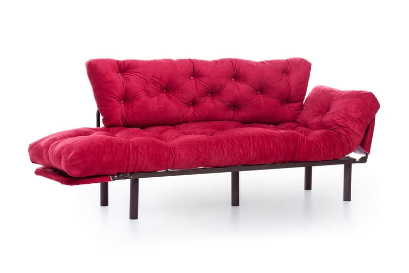 Mezonzo 3-sits Längsbäddad Bäddsoffa Fällbar 70x225 cm i Tyg - Röd - Möbler - Soffa - Bäddsoffa