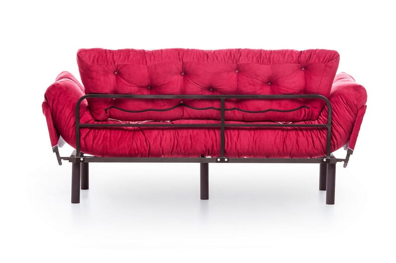 Mezonzo 3-sits Längsbäddad Bäddsoffa Fällbar 70x225 cm i Tyg - Röd - Möbler - Soffa - Bäddsoffa