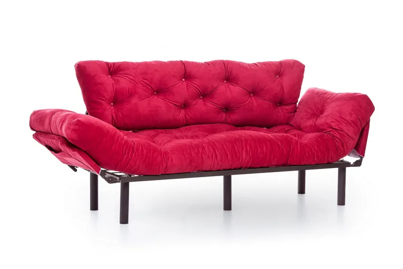 Mezonzo 3-sits Längsbäddad Bäddsoffa Fällbar 70x225 cm i Tyg - Röd - Möbler - Soffa - Bäddsoffa
