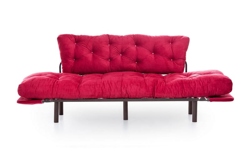 Mezonzo 3-sits Längsbäddad Bäddsoffa Fällbar 70x225 cm i Tyg - Röd - Möbler - Soffa - Bäddsoffa