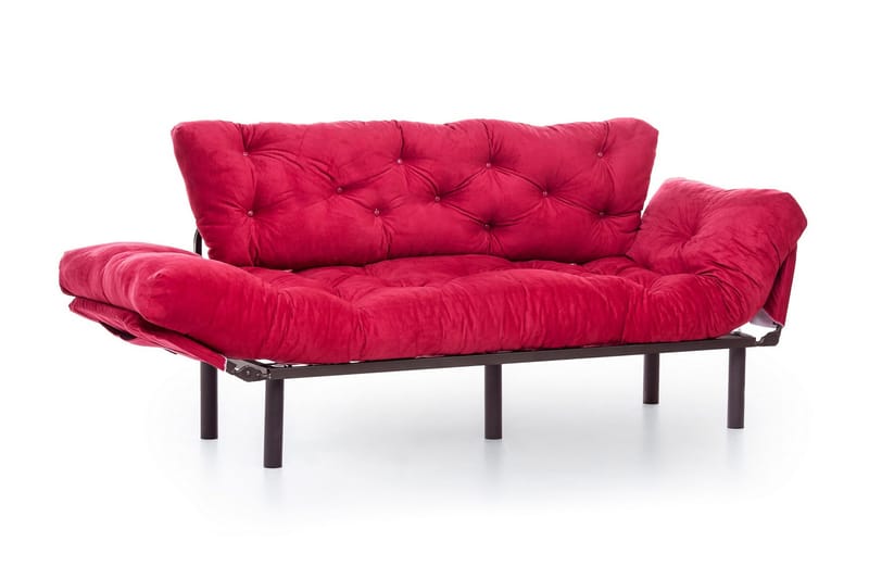 Mezonzo 3-sits Längsbäddad Bäddsoffa Fällbar 70x225 cm i Tyg - Röd - Möbler - Soffa - Bäddsoffa
