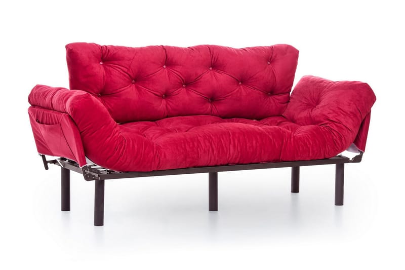 Mezonzo 3-sits Längsbäddad Bäddsoffa Fällbar 70x225 cm i Tyg - Röd - Möbler - Soffa - Bäddsoffa