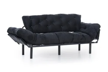 Mezonzo 3-sits Längsbäddad Bäddsoffa Fällbar 70x225 cm i Tyg - Svart - Möbler - Soffa - Bäddsoffa