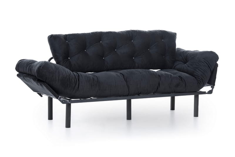 Mezonzo 3-sits Längsbäddad Bäddsoffa Fällbar 70x225 cm i Tyg - Svart - Möbler - Soffa - Bäddsoffa