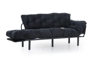 Mezonzo 3-sits Längsbäddad Bäddsoffa Fällbar 70x225 cm i Tyg - Svart - Möbler - Soffa - Bäddsoffa