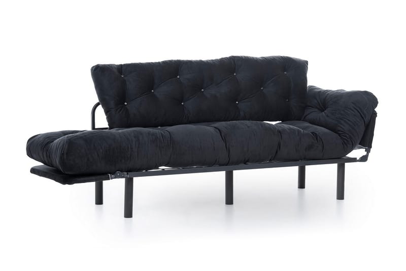 Mezonzo 3-sits Längsbäddad Bäddsoffa Fällbar 70x225 cm i Tyg - Svart - Möbler - Soffa - Bäddsoffa