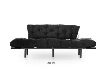 Mezonzo 3-sits Längsbäddad Bäddsoffa Fällbar 70x225 cm i Tyg - Svart - Möbler - Soffa - Bäddsoffa