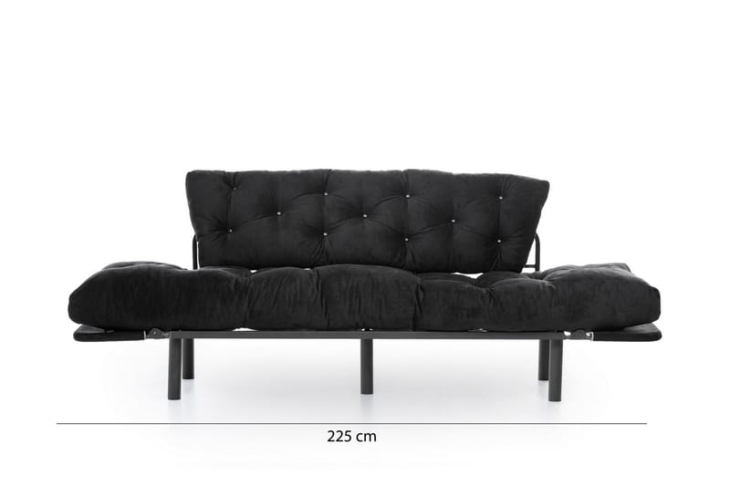 Mezonzo 3-sits Längsbäddad Bäddsoffa Fällbar 70x225 cm i Tyg - Svart - Möbler - Soffa - Bäddsoffa