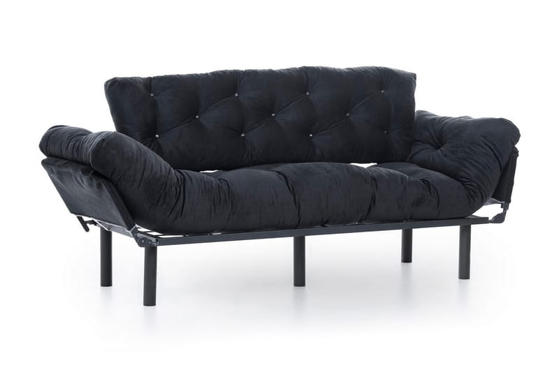 Mezonzo 3-sits Längsbäddad Bäddsoffa Fällbar 70x225 cm i Tyg - Svart - Möbler - Soffa - Bäddsoffa