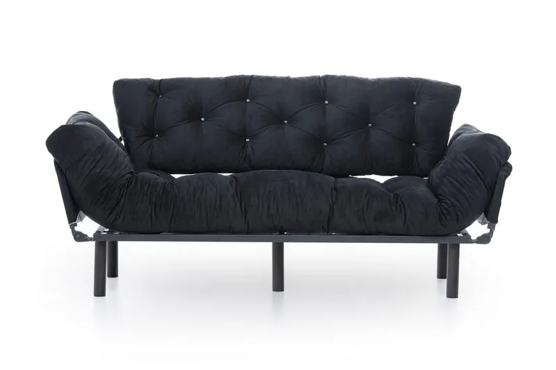 Mezonzo 3-sits Längsbäddad Bäddsoffa Fällbar 70x225 cm i Tyg, Svart