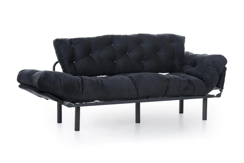 Mezonzo 3-sits Längsbäddad Bäddsoffa Fällbar 70x225 cm i Tyg - Svart - Möbler - Soffa - Bäddsoffa