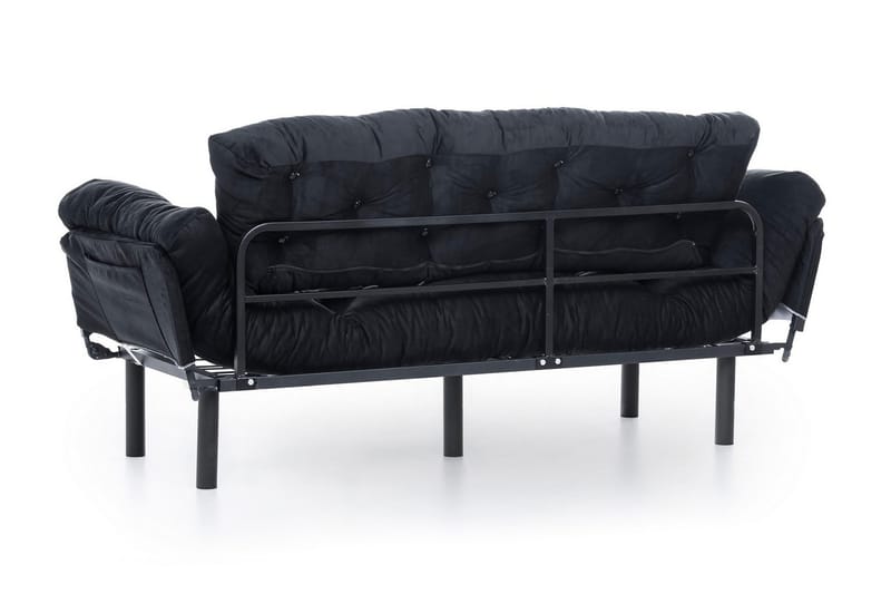 Mezonzo 3-sits Längsbäddad Bäddsoffa Fällbar 70x225 cm i Tyg - Svart - Möbler - Soffa - Bäddsoffa
