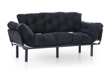 Mezonzo 3-sits Längsbäddad Bäddsoffa Fällbar 70x225 cm i Tyg - Svart - Möbler - Soffa - Bäddsoffa