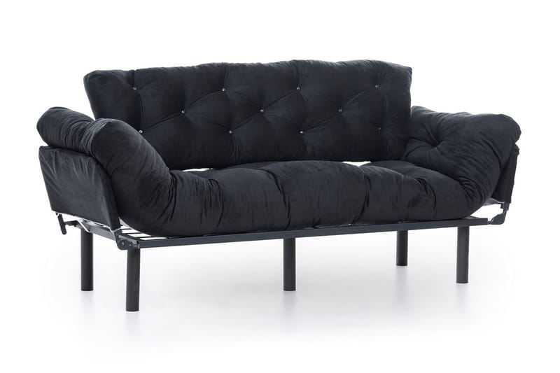 Mezonzo 3-sits Längsbäddad Bäddsoffa Fällbar 70x225 cm i Tyg - Svart - Möbler - Soffa - Bäddsoffa