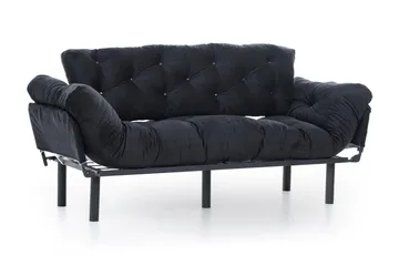 Mezonzo 3-sits Längsbäddad Bäddsoffa Fällbar 70x225 cm i Tyg - Svart - Möbler - Soffa - Bäddsoffa