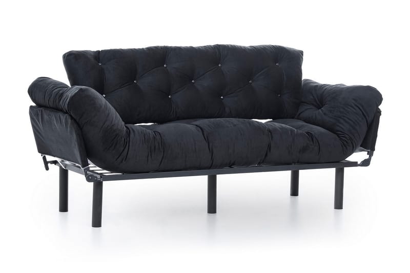 Mezonzo 3-sits Längsbäddad Bäddsoffa Fällbar 70x225 cm i Tyg - Svart - Möbler - Soffa - Bäddsoffa