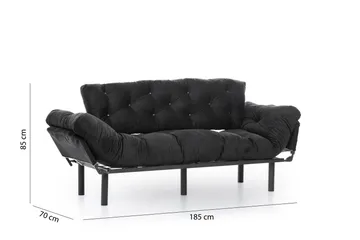 Mezonzo 3-sits Längsbäddad Bäddsoffa Fällbar 70x225 cm i Tyg - Svart - Möbler - Soffa - Bäddsoffa