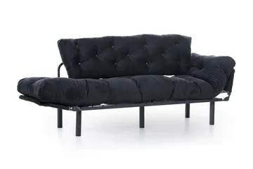Mezonzo 3-sits Längsbäddad Bäddsoffa Fällbar 70x225 cm i Tyg - Svart - Möbler - Soffa - Bäddsoffa