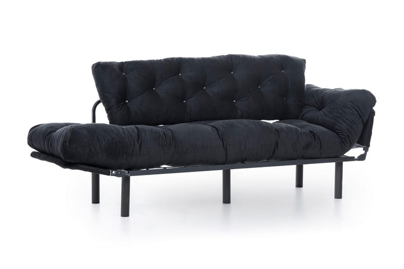 Mezonzo 3-sits Längsbäddad Bäddsoffa Fällbar 70x225 cm i Tyg - Svart - Möbler - Soffa - Bäddsoffa