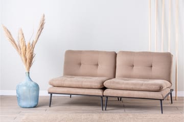Mezonzo 3-sits Rektangulär Knappad Bäddsoffa i Sammet med Metallben - Brun - Möbler - Soffa - Bäddsoffa