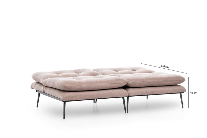 Mezonzo 3-sits Rektangulär Knappad Bäddsoffa i Sammet med Metallben - Brun - Möbler - Soffa - Bäddsoffa