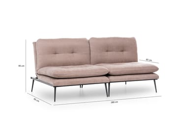 Mezonzo 3-sits Rektangulär Knappad Bäddsoffa i Sammet med Metallben - Brun - Möbler - Soffa - Bäddsoffa