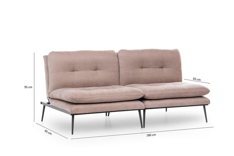 Mezonzo 3-sits Rektangulär Knappad Bäddsoffa i Sammet med Metallben - Brun - Möbler - Soffa - Bäddsoffa
