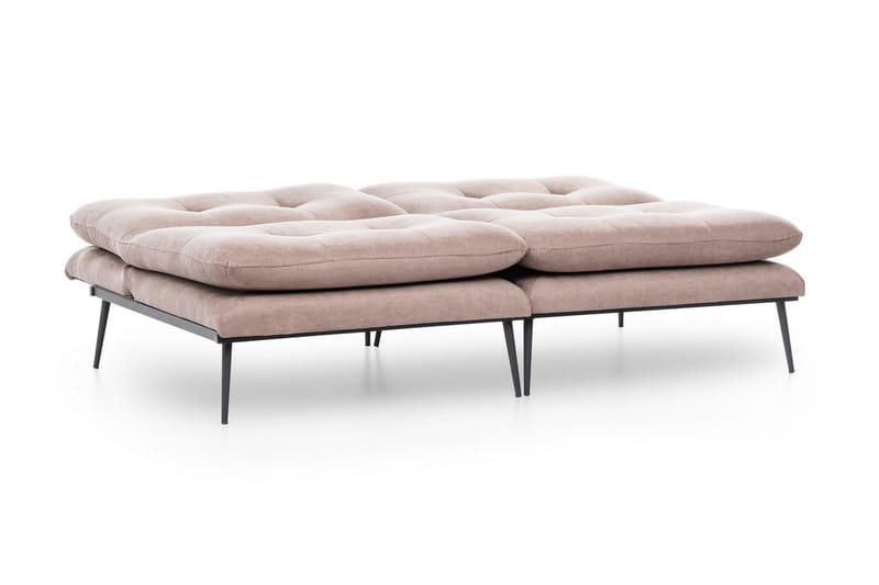 Mezonzo 3-sits Rektangulär Knappad Bäddsoffa i Sammet med Metallben - Brun - Möbler - Soffa - Bäddsoffa