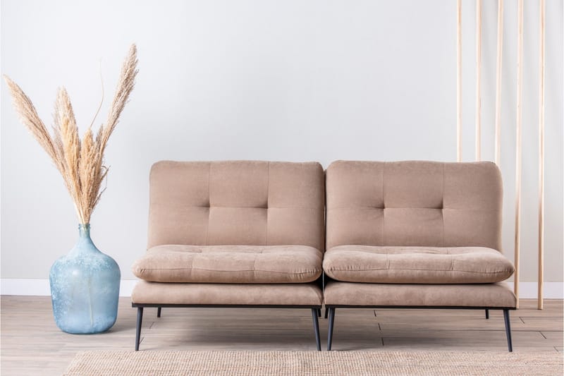 Mezonzo 3-sits Rektangulär Knappad Bäddsoffa i Sammet med Metallben - Brun - Möbler - Soffa - Bäddsoffa