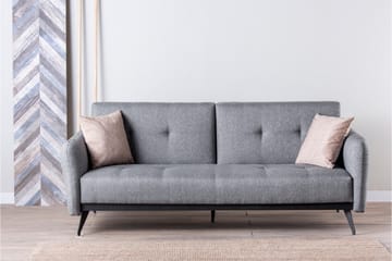 Mezonzo 3-sits Rektangulär Längsbäddad Bäddsoffa 125x190 cm i Tyg - Grå - Möbler - Soffa - Bäddsoffa