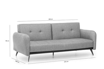 Mezonzo 3-sits Rektangulär Längsbäddad Bäddsoffa 125x190 cm i Tyg - Grå - Möbler - Soffa - Bäddsoffa