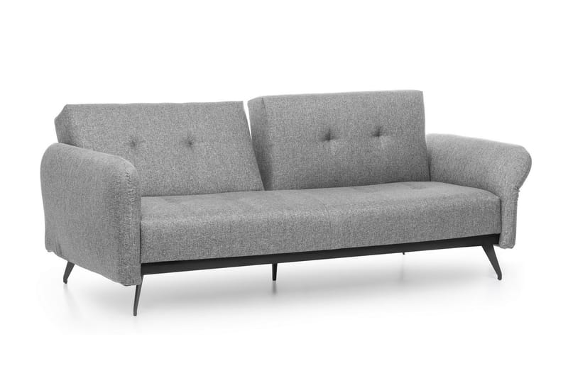 Mezonzo 3-sits Rektangulär Längsbäddad Bäddsoffa 125x190 cm i Tyg - Grå - Möbler - Soffa - Bäddsoffa