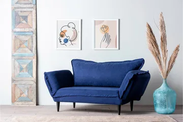 Mezonzo 3-sits Rektangulär Längsbäddad Bäddsoffa 50x190 cm i Tyg - Blå - Möbler - Soffa - Bäddsoffa