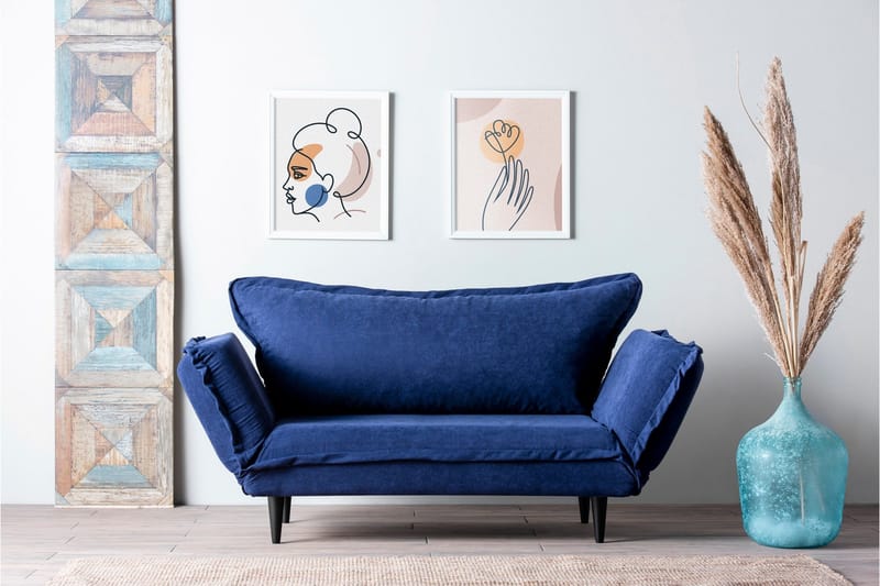 Mezonzo 3-sits Rektangulär Längsbäddad Bäddsoffa 50x190 cm i Tyg - Blå - Möbler - Soffa - Bäddsoffa