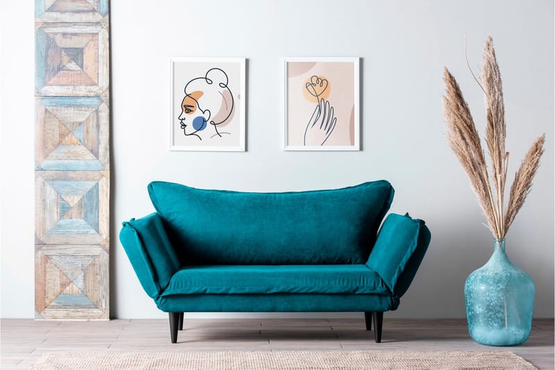 Mezonzo 3-sits Rektangulär Längsbäddad Bäddsoffa 50x190 cm i Tyg - Grön - Möbler - Soffa - Bäddsoffa