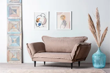 Mezonzo 3-sits Rektangulär Längsbäddad Bäddsoffa 50x190 cm i Tyg - Taupe - Möbler - Soffa - Bäddsoffa