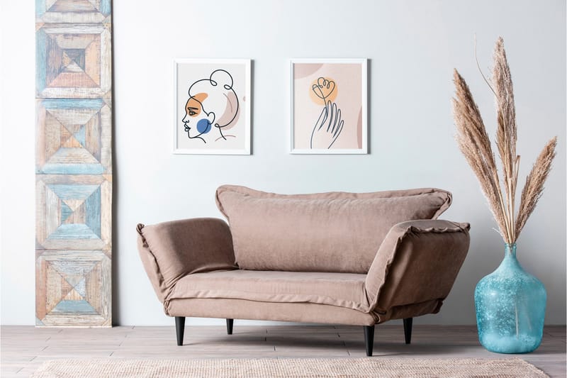Mezonzo 3-sits Rektangulär Längsbäddad Bäddsoffa 50x190 cm i Tyg - Taupe - Möbler - Soffa - Bäddsoffa