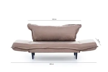 Mezonzo 3-sits Rektangulär Längsbäddad Bäddsoffa 50x190 cm i Tyg - Taupe - Möbler - Soffa - Bäddsoffa