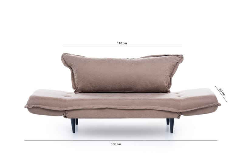 Mezonzo 3-sits Rektangulär Längsbäddad Bäddsoffa 50x190 cm i Tyg - Taupe - Möbler - Soffa - Bäddsoffa