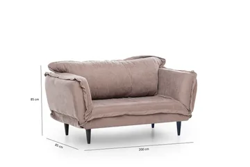 Mezonzo 3-sits Rektangulär Längsbäddad Bäddsoffa 50x190 cm i Tyg - Taupe - Möbler - Soffa - Bäddsoffa